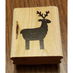 Stampin Up! Christmas Holiday Reindeer Wood Mounted Rubber Stamp